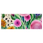 Cheerful And Captivating Watercolor Flowers Banner and Sign 8  x 3  Front