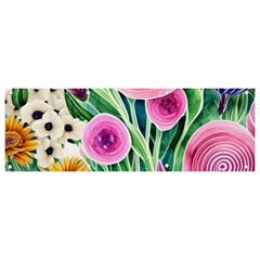 Cheerful And Captivating Watercolor Flowers Banner and Sign 9  x 3 