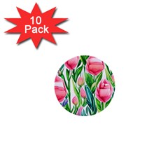 Cheerful And Captivating Watercolor Flowers 1  Mini Buttons (10 Pack)  by GardenOfOphir