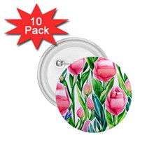 Cheerful And Captivating Watercolor Flowers 1 75  Buttons (10 Pack) by GardenOfOphir