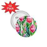 Cheerful And Captivating Watercolor Flowers 1.75  Buttons (10 pack) Front