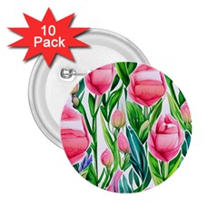 Cheerful And Captivating Watercolor Flowers 2 25  Buttons (10 Pack)  by GardenOfOphir