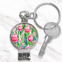 Cheerful And Captivating Watercolor Flowers Nail Clippers Key Chain by GardenOfOphir