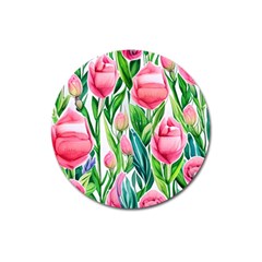 Cheerful And Captivating Watercolor Flowers Magnet 3  (round) by GardenOfOphir