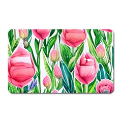 Cheerful And Captivating Watercolor Flowers Magnet (rectangular) by GardenOfOphir