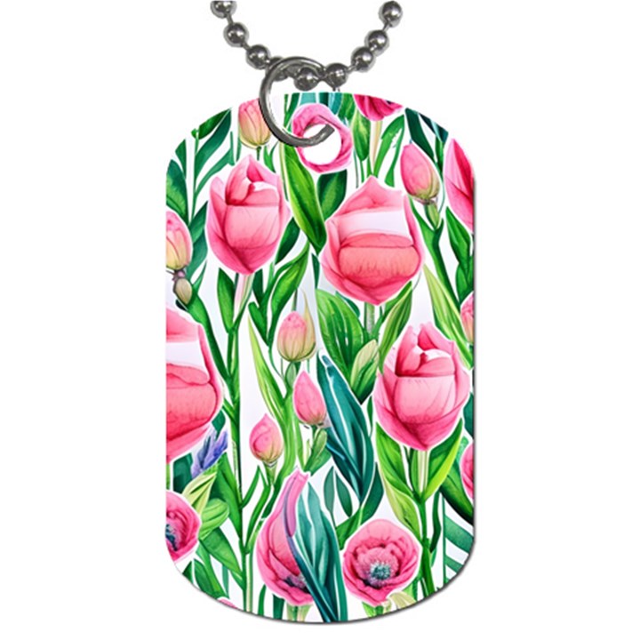 Cheerful And Captivating Watercolor Flowers Dog Tag (One Side)