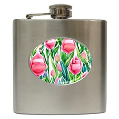 Cheerful And Captivating Watercolor Flowers Hip Flask (6 Oz) by GardenOfOphir