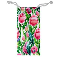 Cheerful And Captivating Watercolor Flowers Jewelry Bag