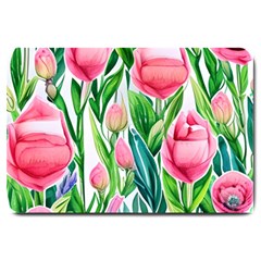 Cheerful And Captivating Watercolor Flowers Large Doormat by GardenOfOphir