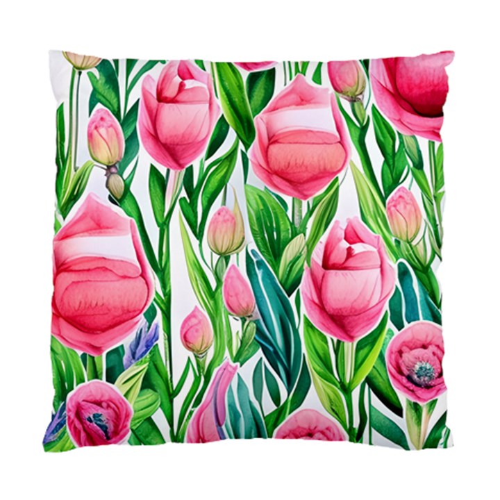 Cheerful And Captivating Watercolor Flowers Standard Cushion Case (Two Sides)