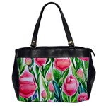 Cheerful And Captivating Watercolor Flowers Oversize Office Handbag Front