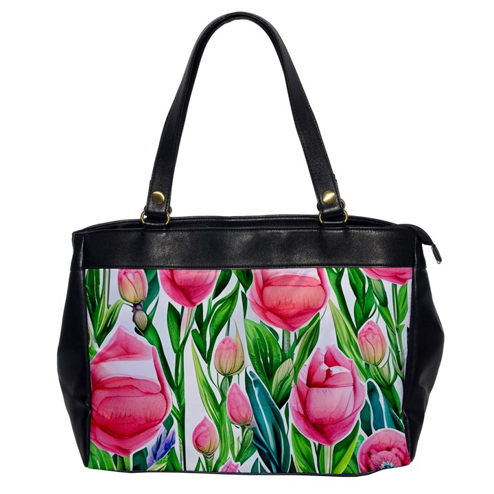 Cheerful And Captivating Watercolor Flowers Oversize Office Handbag