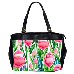 Cheerful And Captivating Watercolor Flowers Oversize Office Handbag (2 Sides) by GardenOfOphir