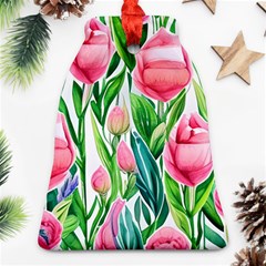 Cheerful And Captivating Watercolor Flowers Ornament (bell)