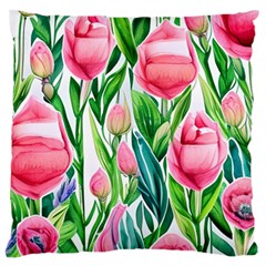 Cheerful And Captivating Watercolor Flowers Large Cushion Case (one Side) by GardenOfOphir