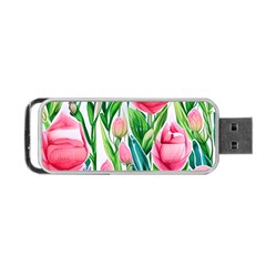 Cheerful And Captivating Watercolor Flowers Portable Usb Flash (one Side) by GardenOfOphir