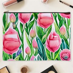 Cheerful And Captivating Watercolor Flowers Cosmetic Bag (xxxl) by GardenOfOphir