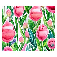 Cheerful And Captivating Watercolor Flowers Premium Plush Fleece Blanket (small) by GardenOfOphir