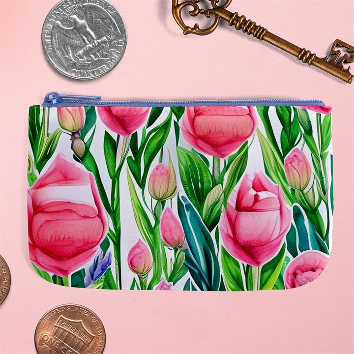 Cheerful And Captivating Watercolor Flowers Large Coin Purse