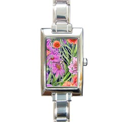 Cheerful Watercolors – Flowers Botanical Rectangle Italian Charm Watch by GardenOfOphir