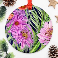 Cheerful Watercolors – Flowers Botanical Ornament (round) by GardenOfOphir