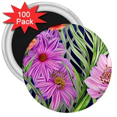 Cheerful Watercolors – Flowers Botanical 3  Magnets (100 Pack) by GardenOfOphir