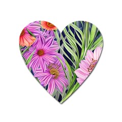 Cheerful Watercolors – Flowers Botanical Heart Magnet by GardenOfOphir