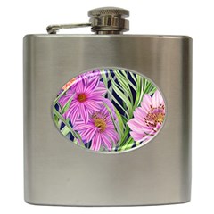 Cheerful Watercolors – Flowers Botanical Hip Flask (6 Oz) by GardenOfOphir