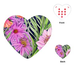 Cheerful Watercolors – Flowers Botanical Playing Cards Single Design (heart) by GardenOfOphir