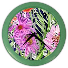 Cheerful Watercolors – Flowers Botanical Color Wall Clock by GardenOfOphir