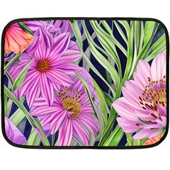 Cheerful Watercolors – Flowers Botanical One Side Fleece Blanket (mini) by GardenOfOphir