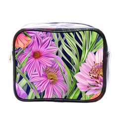 Cheerful Watercolors – Flowers Botanical Mini Toiletries Bag (one Side) by GardenOfOphir