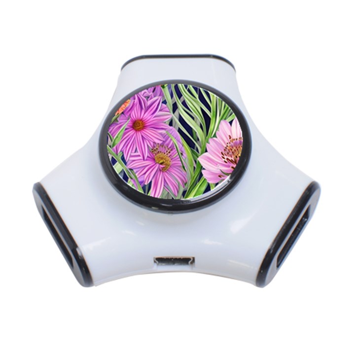 Cheerful Watercolors – Flowers Botanical 3-Port USB Hub