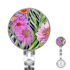 Cheerful Watercolors – Flowers Botanical Stainless Steel Nurses Watch