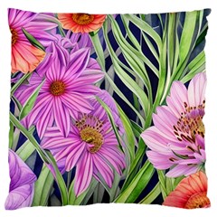 Cheerful Watercolors – Flowers Botanical Standard Premium Plush Fleece Cushion Case (one Side) by GardenOfOphir