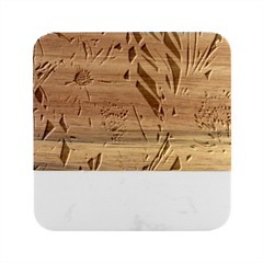 Cheerful Watercolors – Flowers Botanical Marble Wood Coaster (square)