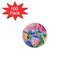 Cheerful Watercolor Flowers 1  Mini Magnets (100 Pack)  by GardenOfOphir