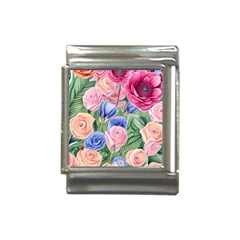 Cheerful Watercolor Flowers Italian Charm (13mm) by GardenOfOphir