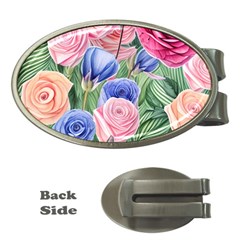 Cheerful Watercolor Flowers Money Clips (oval)  by GardenOfOphir