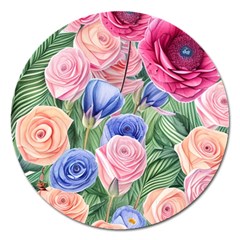 Cheerful Watercolor Flowers Magnet 5  (round) by GardenOfOphir