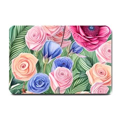 Cheerful Watercolor Flowers Small Doormat by GardenOfOphir