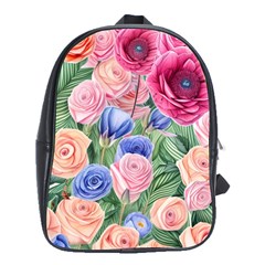 Cheerful Watercolor Flowers School Bag (large) by GardenOfOphir