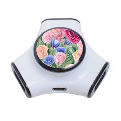 Cheerful Watercolor Flowers 3-port Usb Hub by GardenOfOphir