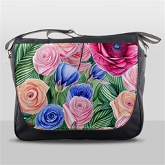 Cheerful Watercolor Flowers Messenger Bag by GardenOfOphir