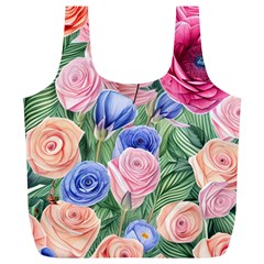 Cheerful Watercolor Flowers Full Print Recycle Bag (xl) by GardenOfOphir