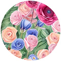 Cheerful Watercolor Flowers Wooden Puzzle Round by GardenOfOphir