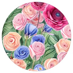 Cheerful Watercolor Flowers Round Trivet by GardenOfOphir