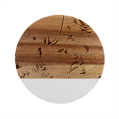 Cheerful Watercolor Flowers Marble Wood Coaster (round)