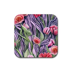 Charming Watercolor Flowers Rubber Coaster (square) by GardenOfOphir