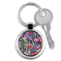 Charming Watercolor Flowers Key Chain (round) by GardenOfOphir